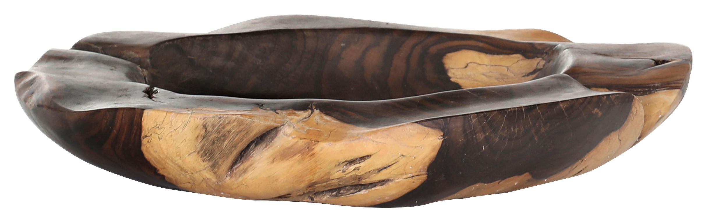 XXXLutz Dekoschale Dunkelbraun, Hellbraun, Teak 50x10x50 cm