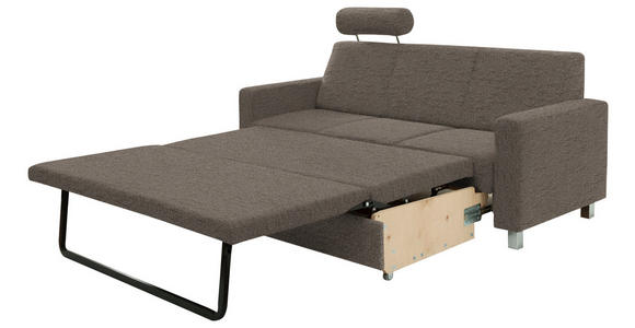 3-SITZER-SOFA in Flachgewebe Hellbraun - Chromfarben/Hellbraun, Design, Textil/Metall (195/83/85cm) - Xora