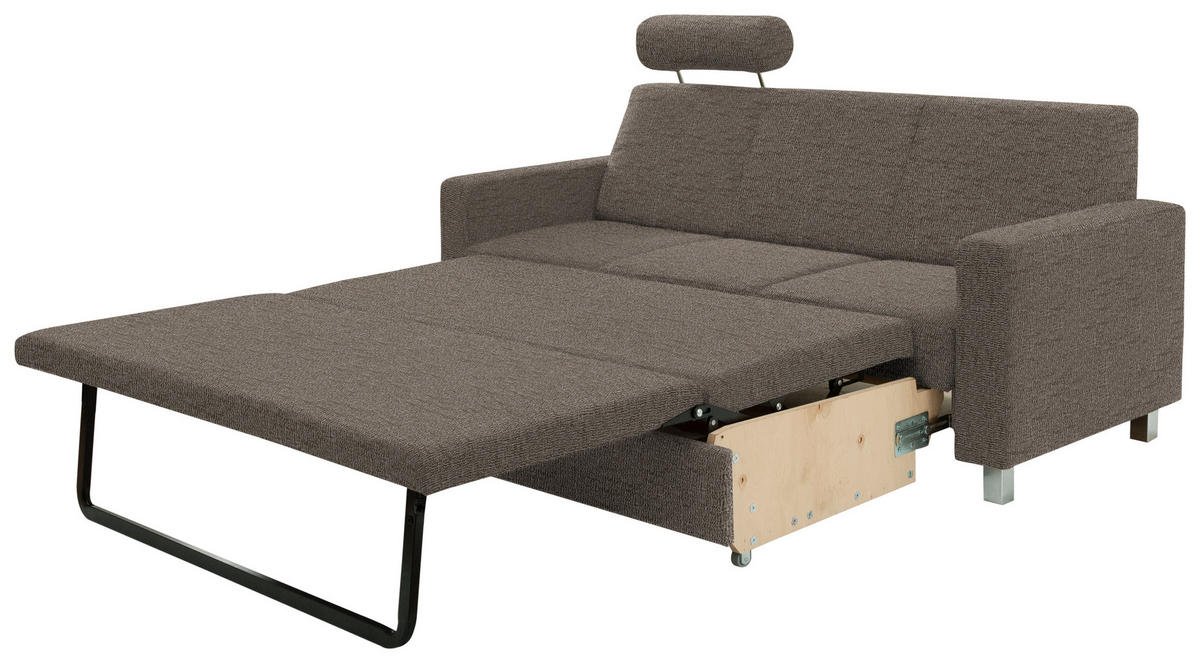 3-SITZER-SOFA in Flachgewebe Hellbraun  - Chromfarben/Hellbraun, Design, Textil/Metall (195/83/85cm) - Xora