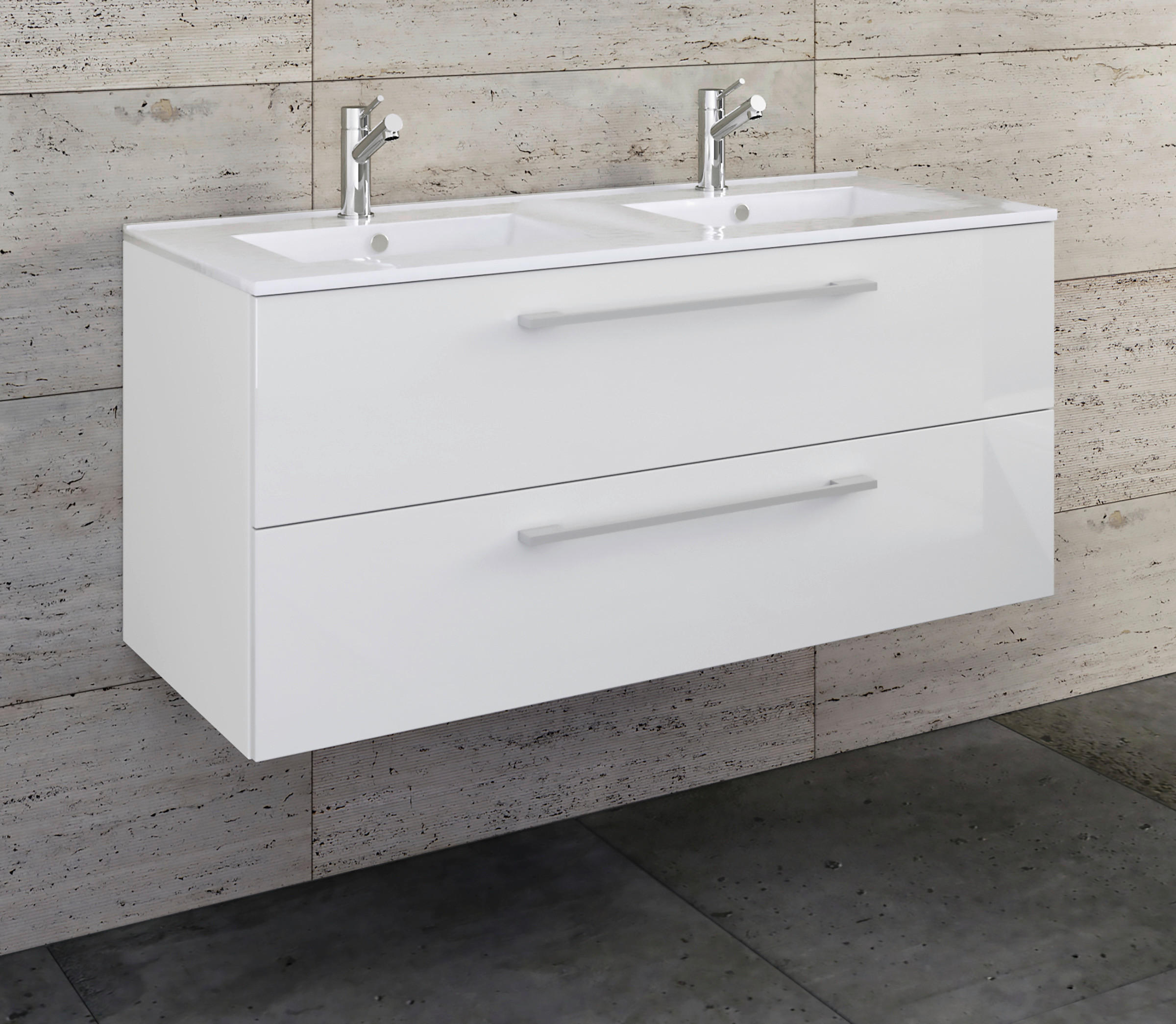 WASCHTISCHKOMBI 111 cm  - Weiß/Grau, MODERN, Keramik/Holzwerkstoff (111cm) - MID.YOU
