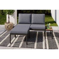 LOUNGEGARNITUR Aluminium  - Dunkelgrau/Naturfarben, MODERN, Kunststoff/Textil (134/70/68cm) - Ambia Garden