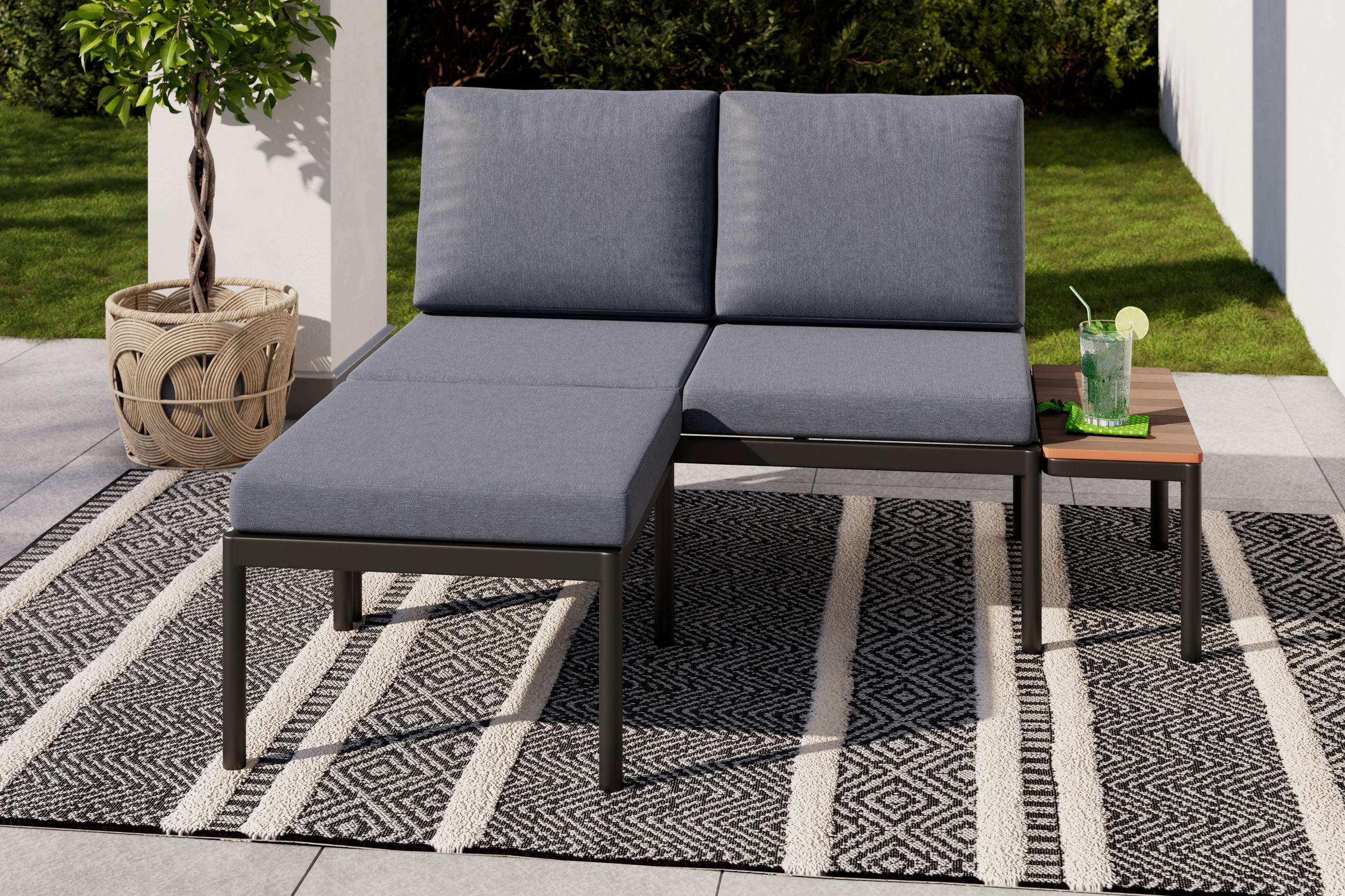 Ambia Garden Loungegarnitur Natur, Dunkelgrau 134x70x68 cm