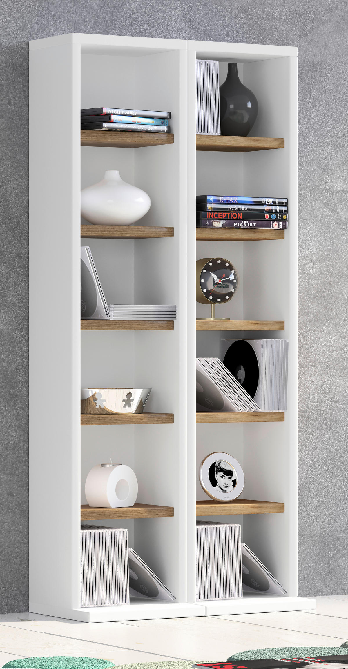 CD-REGAL - Honigeiche/Weiss, Design, Holzwerkstoff (42/91,8/20cm) - MID.YOU