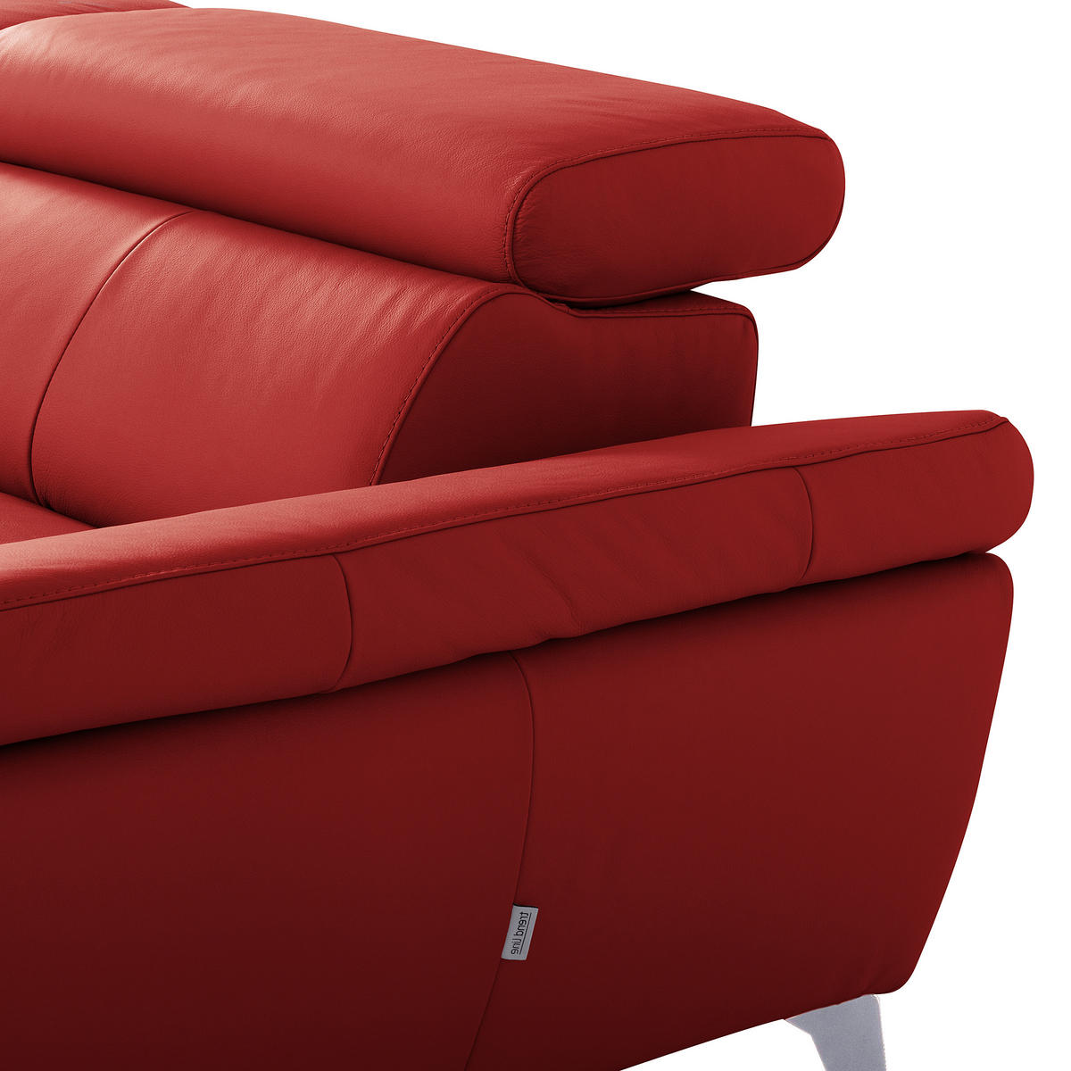 ECKSOFA  in Lederlook Echtleder Rot  - Chromfarben/Rot, Design, Leder/Textil (252/179cm) - Livetastic