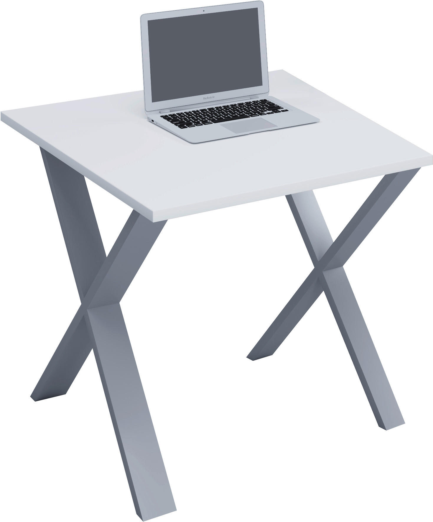 SCHREIBTISCH 80/50/76 cm  in Silberfarben, Weiß  - Silberfarben/Weiß, MODERN, Holzwerkstoff/Metall (80/50/76cm) - MID.YOU