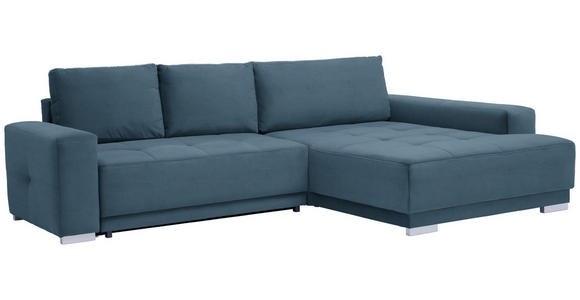 ECKSOFA in Samt Blau  - Blau/Silberfarben, Design, Holz/Textil (293/195cm) - Cantus