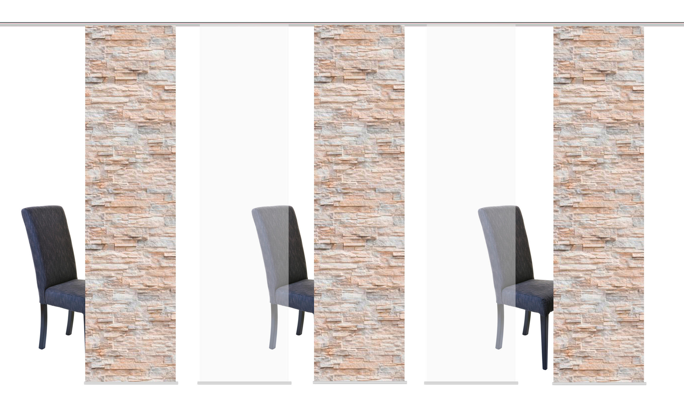 FLÄCHENVORHANG  5 Stück  halbtransparent   60/245 cm  - Naturfarben, Design, Textil (60/245cm)