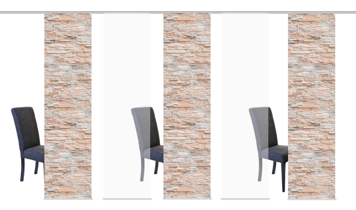FLÄCHENVORHANG 5ER SET in Naturfarben halbtransparent  - Naturfarben, Design, Textil (60/245cm) - Schmidt W. Gmbh