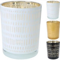 VÄRMELJUSHÅLLARE  - vit/svart, Basics, glas (10/12,5/10cm)