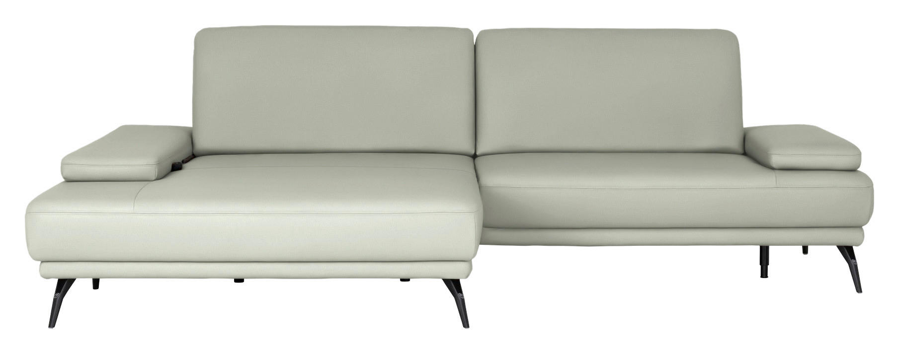 ECKSOFA Echtleder Silberfarben  - Silberfarben/Schwarz, Konventionell, Leder/Metall (180/301cm) - Joop!