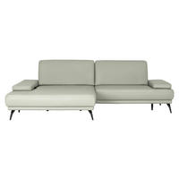 ECKSOFA Echtleder Silberfarben  - Silberfarben/Schwarz, Konventionell, Leder/Metall (180/301cm) - Joop!