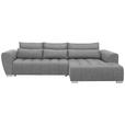 ECKSOFA in Webstoff Grau  - Silberfarben/Grau, MODERN, Kunststoff/Textil (304/218cm) - Carryhome