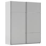 SCHWEBETÜRENSCHRANK  in Grau  - Chromfarben/Grau, KONVENTIONELL, Holzwerkstoff/Metall (201/223/68cm) - Novel