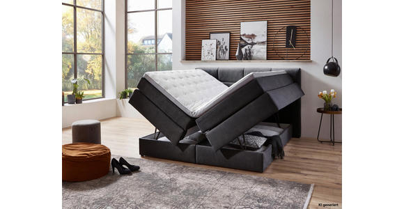 BOXSPRINGBETT 180/200 cm  in Anthrazit  - Anthrazit/Schwarz, KONVENTIONELL, Kunststoff/Textil (180/200cm) - Carryhome