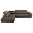 ECKSOFA in Webstoff Graubraun  - Graubraun, Design, Textil/Metall (235/280cm) - Hom`in