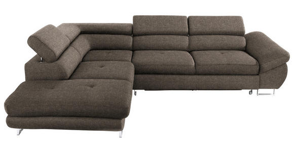 ECKSOFA in Webstoff Graubraun  - Graubraun, Design, Textil/Metall (235/280cm) - Hom`in