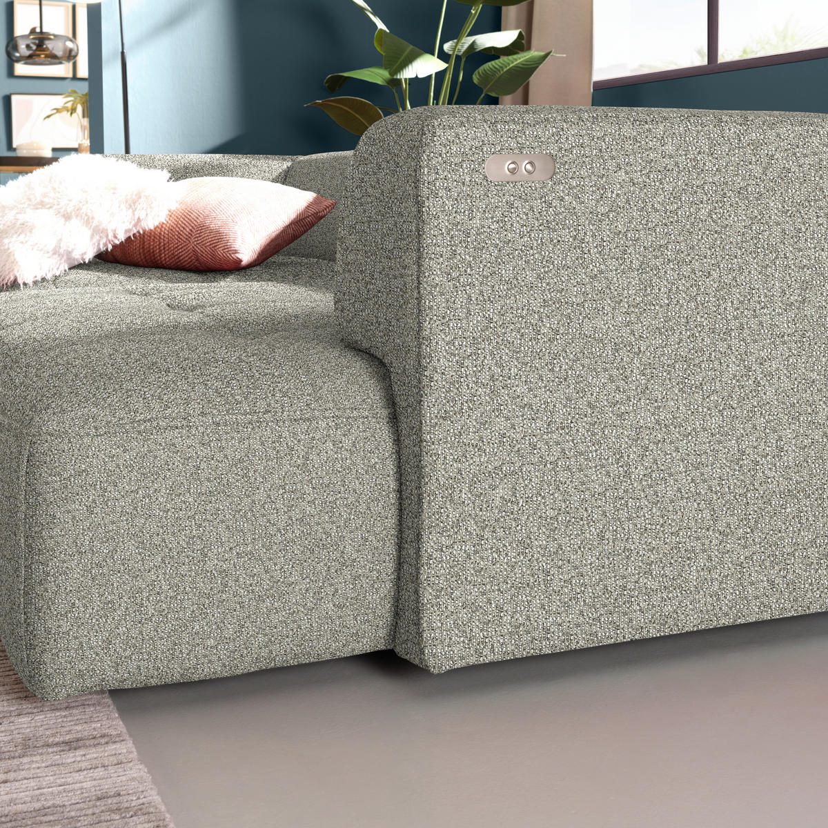 ECKSOFA Webstoff Hellgrau  - Hellgrau/Schwarz, Design, Kunststoff/Textil (188/288cm) - Welnova