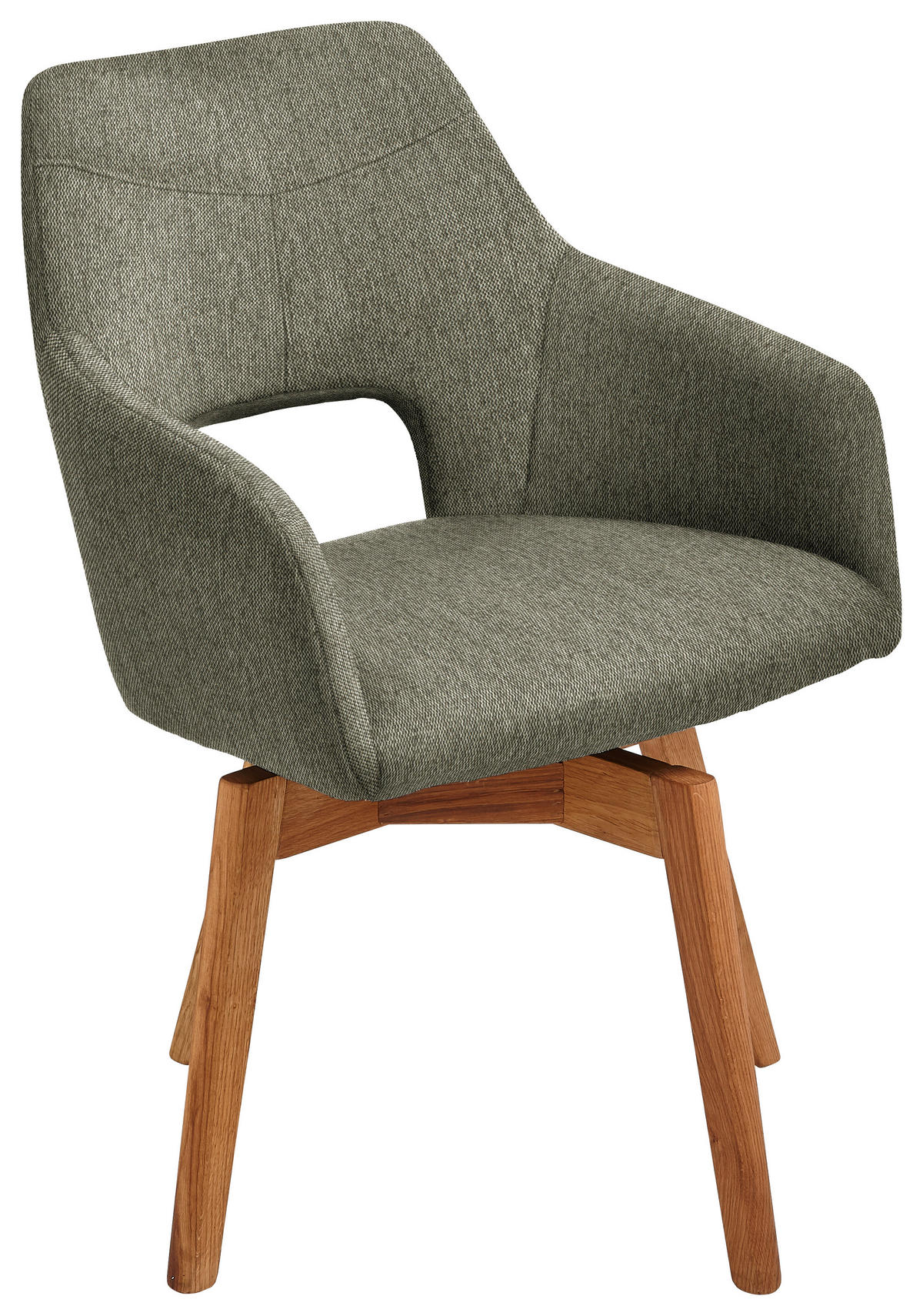 ARMLEHNSTUHL drehbar  in Webstoff  - Eichefarben/Olivgrün, Design, Holz/Textil (57/84/57cm) - Voleo