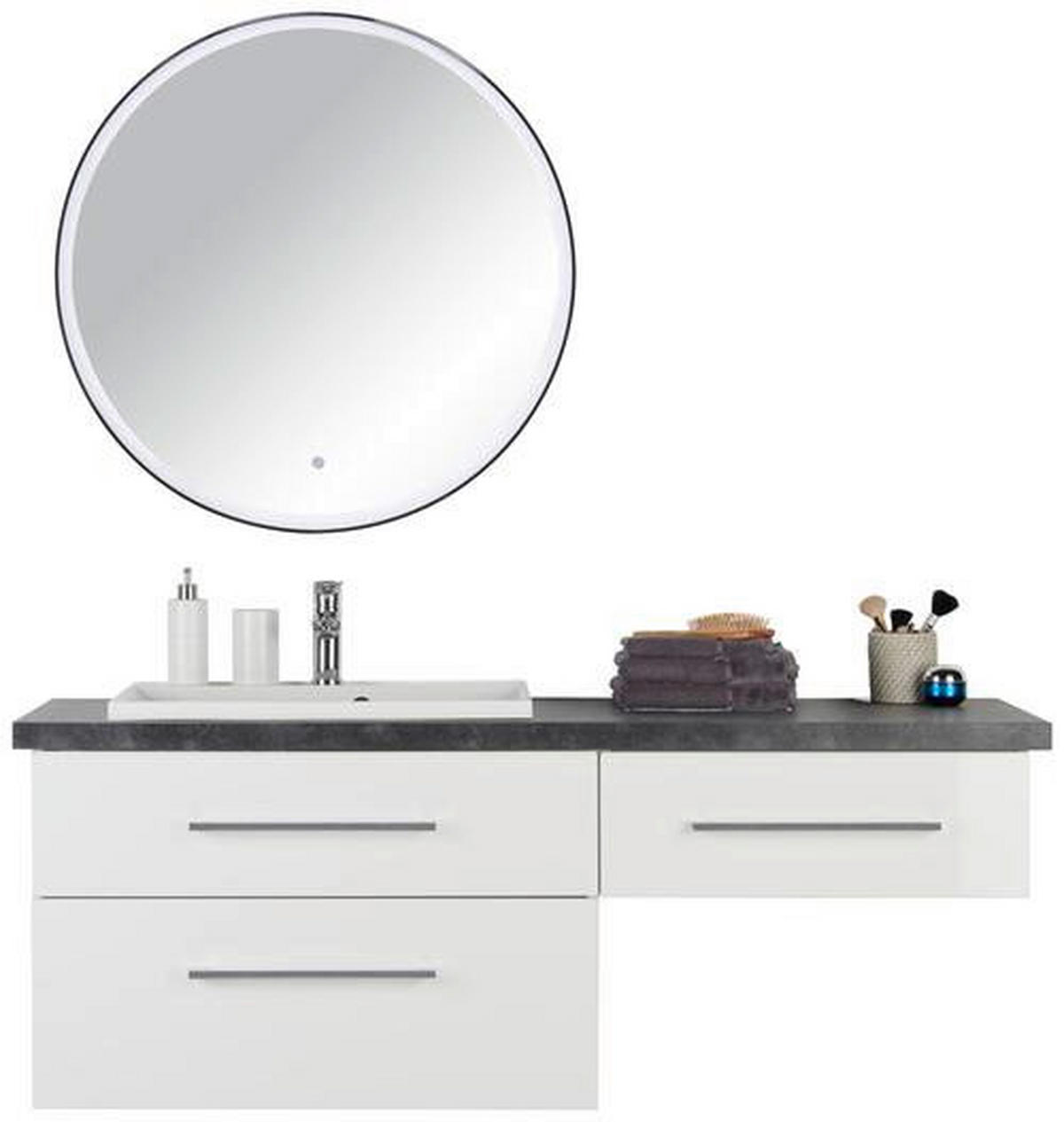 BADEZIMMER  in 140 cm  - Anthrazit/Weiß, MODERN, Glas/Holzwerkstoff (140cm) - Voleo