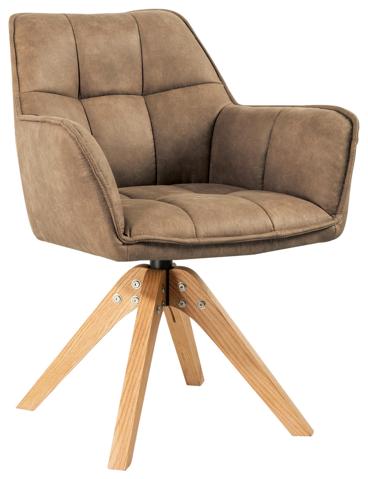 ARMLEHNSTUHL in Holz, Textil Braun, Eichefarben  - Eichefarben/Braun, Basics, Holz/Textil (61/85/63cm) - MID.YOU