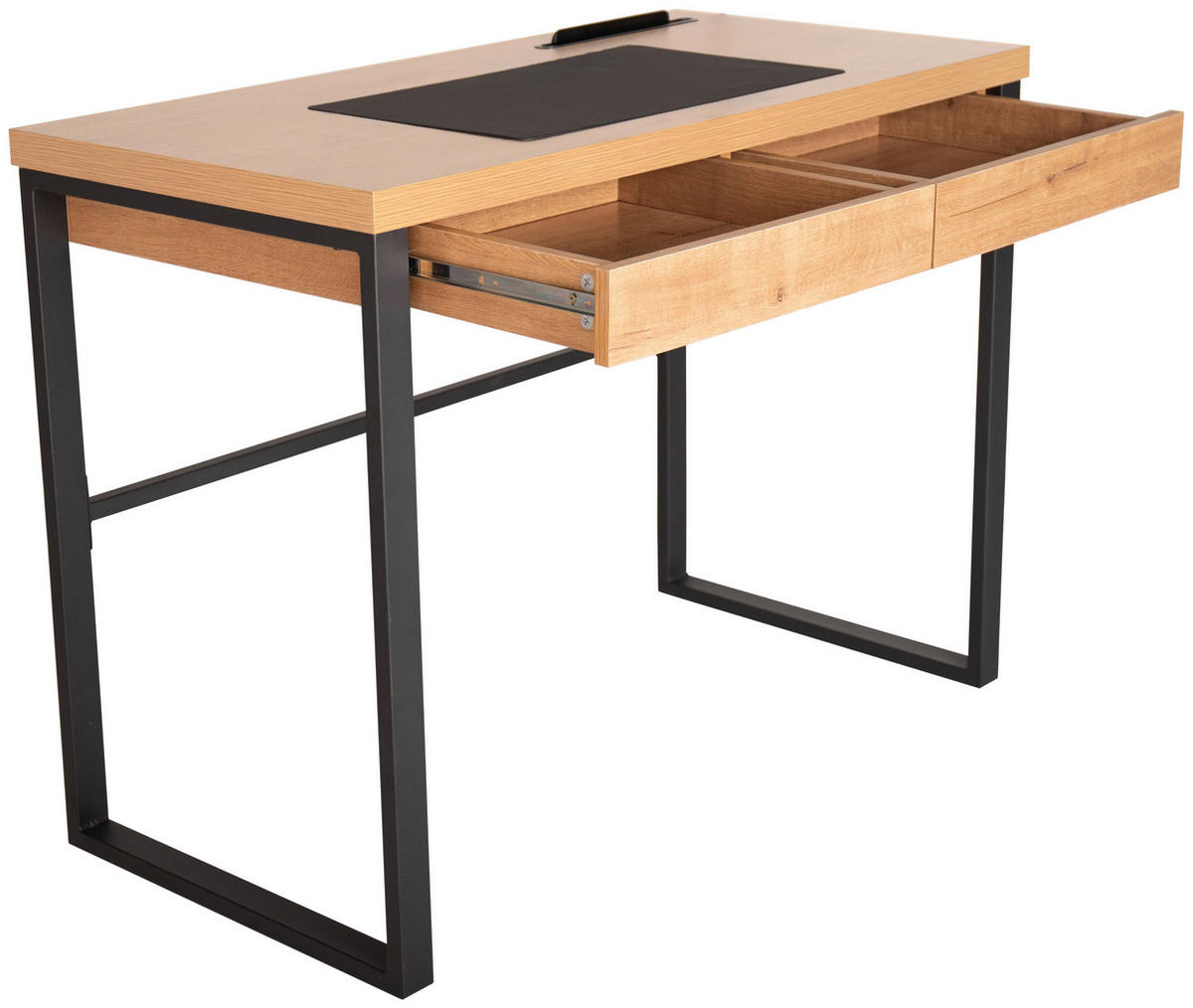 SCHREIBTISCH  in Eichefarben, Schwarz  - Eichefarben/Schwarz, MODERN, Holzwerkstoff/Metall (100/75/50cm) - Livetastic