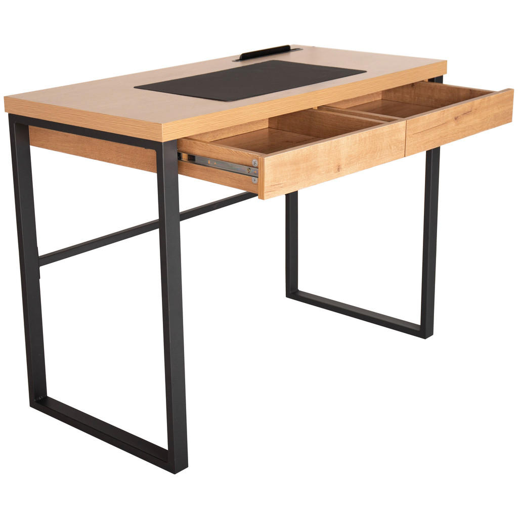 Thumbnail - Livetastic Schreibtisch, Schwarz, Eiche, Metall, Holzwerkstoff, furniert, 2 Schubladen, rechteckig, eckig, 100x75x50 cm,...