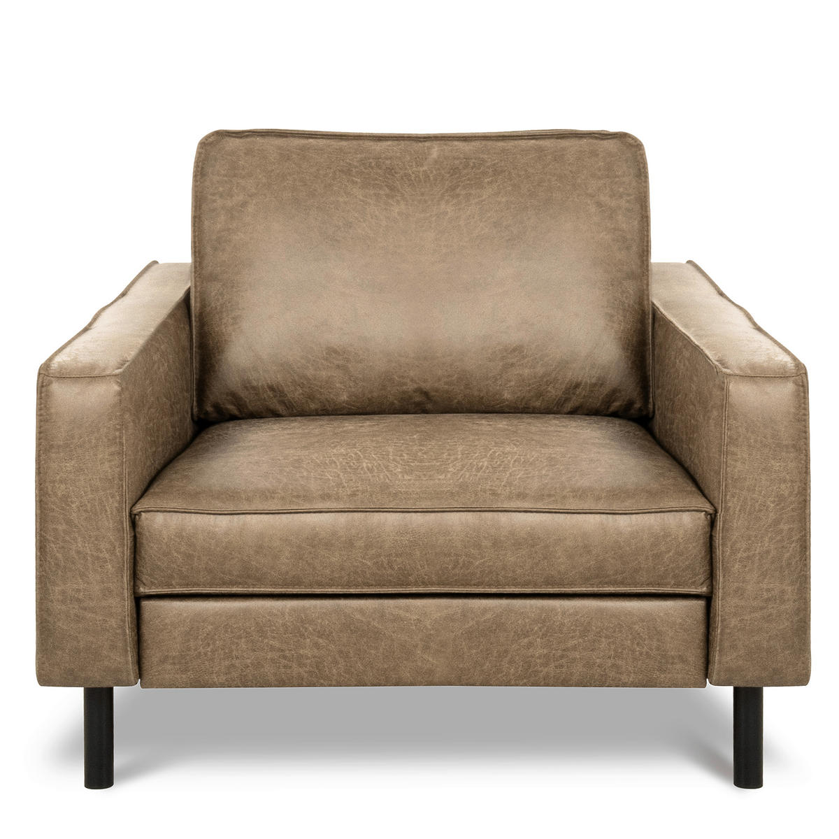SESSEL Lederlook Echtleder Graubraun  - Graubraun/Schwarz, Design, Leder/Textil (88/85/92cm) - Livetastic