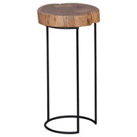 BEISTELLTISCH 28/28/55 cm Akazie massiv Akaziefarben rund  - Schwarz/Akaziefarben, Design, Holz/Metall (28/28/55cm) - MID.YOU