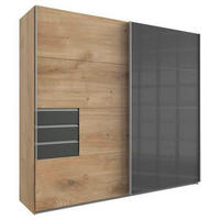  SCHIEBETÜRENSCHRANK 225/210/64 cm 2-türig  - Eichefarben/Alufarben, Basics, Holzwerkstoff/Metall (225/210/64cm) - MID.YOU
