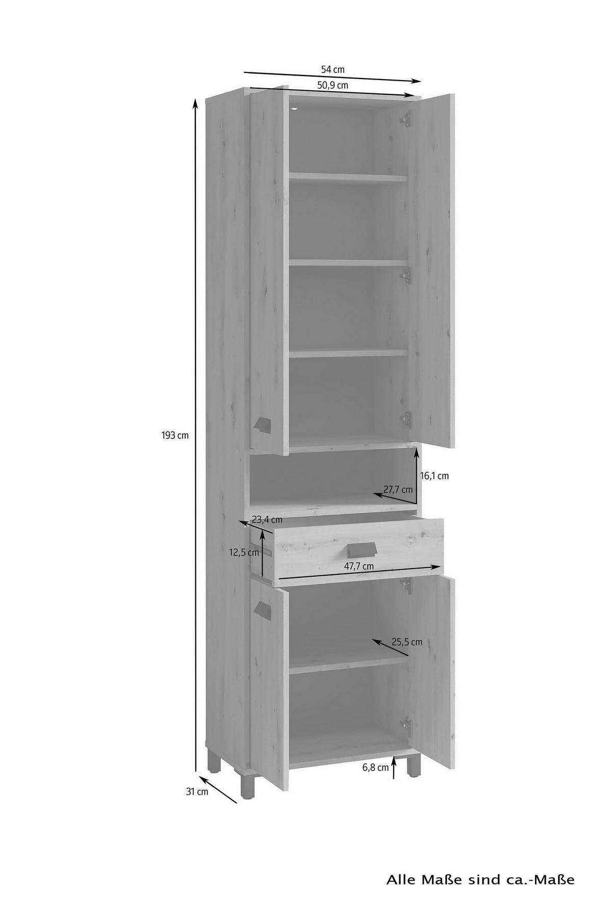 HOCHSCHRANK 54/193/31 cm  - Anthrazit/Schwarz, MODERN, Holzwerkstoff/Kunststoff (54/193/31cm) - MID.YOU