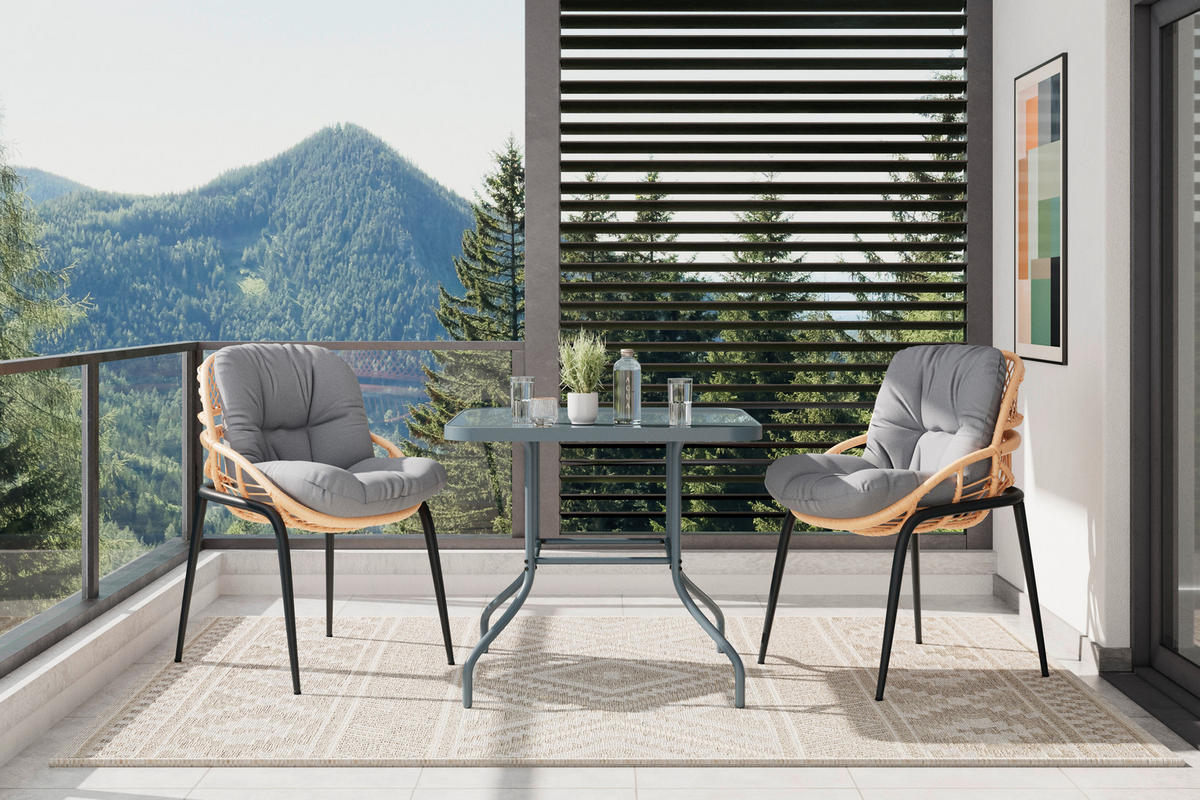 GARTENSESSEL Eisen Naturfarben, Schwarz, Dunkelgrau  - Dunkelgrau/Schwarz, Design, Kunststoff/Textil (65.5/86/70.5cm) - Ambia Garden