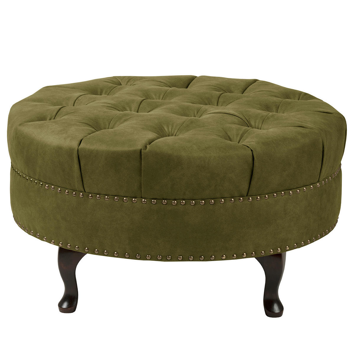 HOCKER in Textil Olivgrün  - Braun/Olivgrün, Design, Holz/Textil (80/45/80cm) - Livetastic