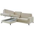 ECKSOFA Beige Chenille  - Beige/Schwarz, Design, Textil/Metall (182/239cm) - Valnatura