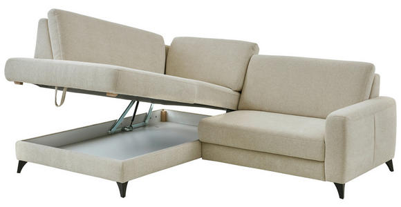ECKSOFA Beige Chenille  - Beige/Schwarz, Design, Textil/Metall (182/239cm) - Valnatura