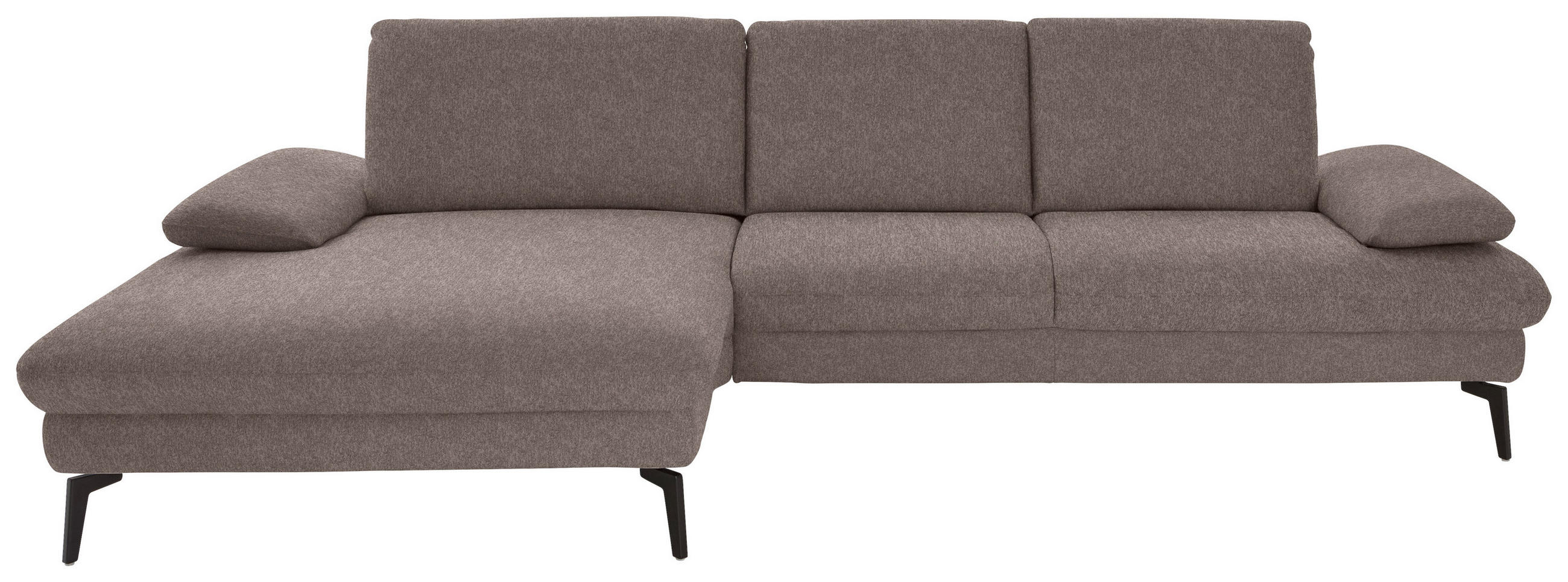 ECKSOFA in Chenille, Mikrofaser Haselnussfarben  - Schwarz/Haselnussfarben, Design, Textil/Metall (157/299cm) - Dieter Knoll