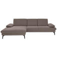 ECKSOFA in Chenille, Mikrofaser Haselnussfarben  157/299 cm  - Schwarz/Haselnussfarben, Design, Textil/Metall (157/299cm) - Dieter Knoll