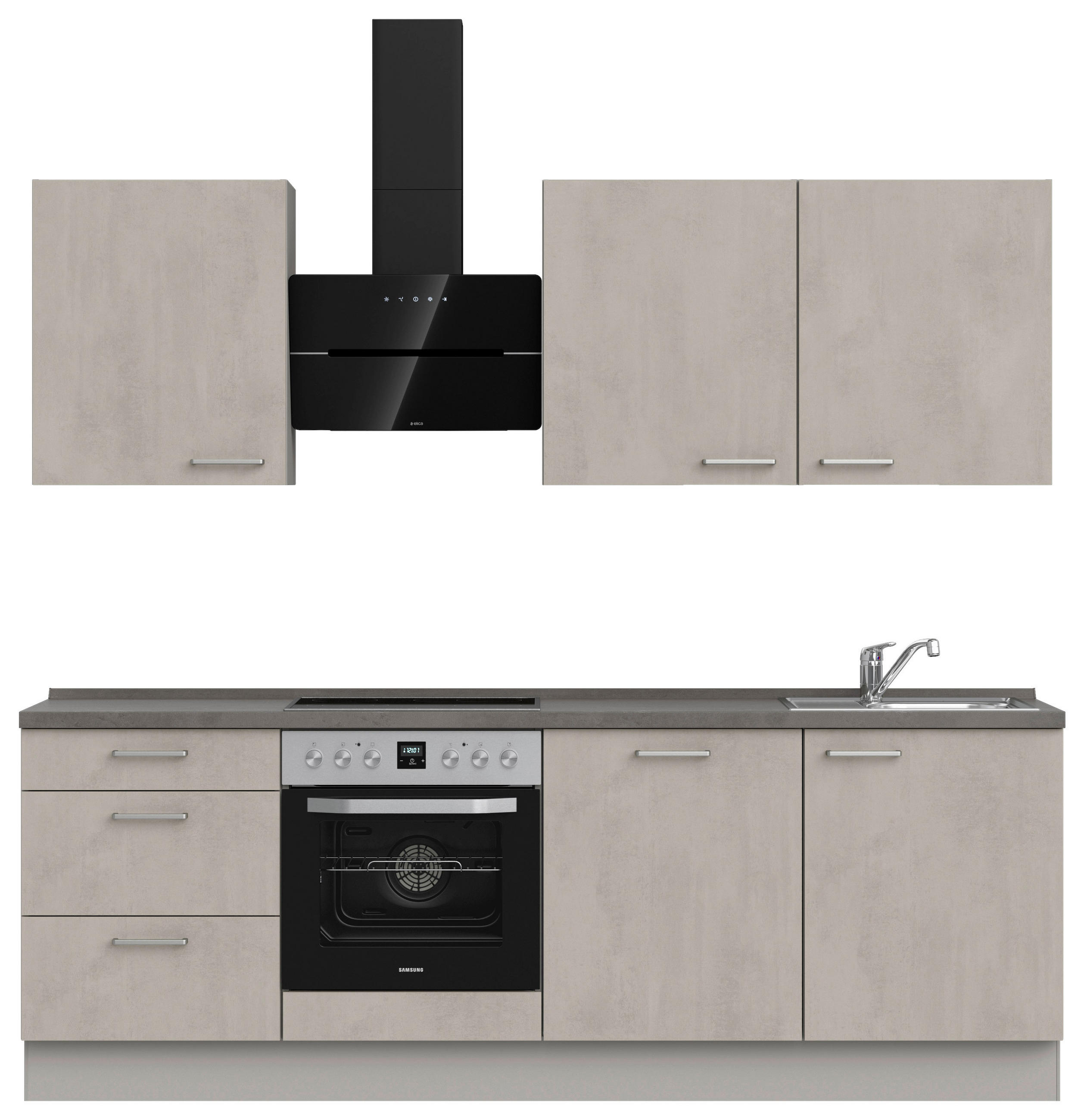 KÜCHENBLOCK 240 cm   in Grau, Schieferfarben  - Schieferfarben/Edelstahlfarben, MODERN, Holzwerkstoff/Metall (240cm) - Nobilia