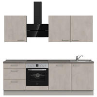 KÜCHENBLOCK 240 cm   in Grau, Schieferfarben  - Schieferfarben/Edelstahlfarben, MODERN, Holzwerkstoff/Metall (240cm) - Nobilia
