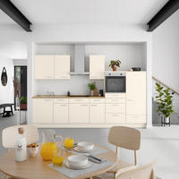 KÜCHENBLOCK Touch 330 cm  in Eichefarben, Magnolie  - Edelstahlfarben/Eichefarben, MODERN, Holzwerkstoff/Metall (330cm) - Nobilia