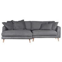 ECKSOFA in Cord Anthrazit  - Anthrazit/Naturfarben, Romantik / Landhaus, Holz/Textil (140/270cm) - Landscape