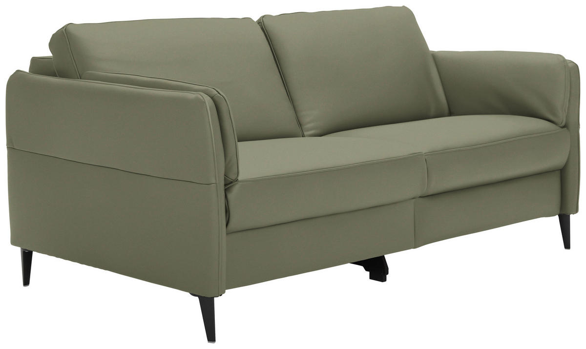 3-SITZER-SOFA Echtleder Olivgrün  - Schwarz/Olivgrün, Design, Leder/Metall (190/84/99cm) - Dieter Knoll