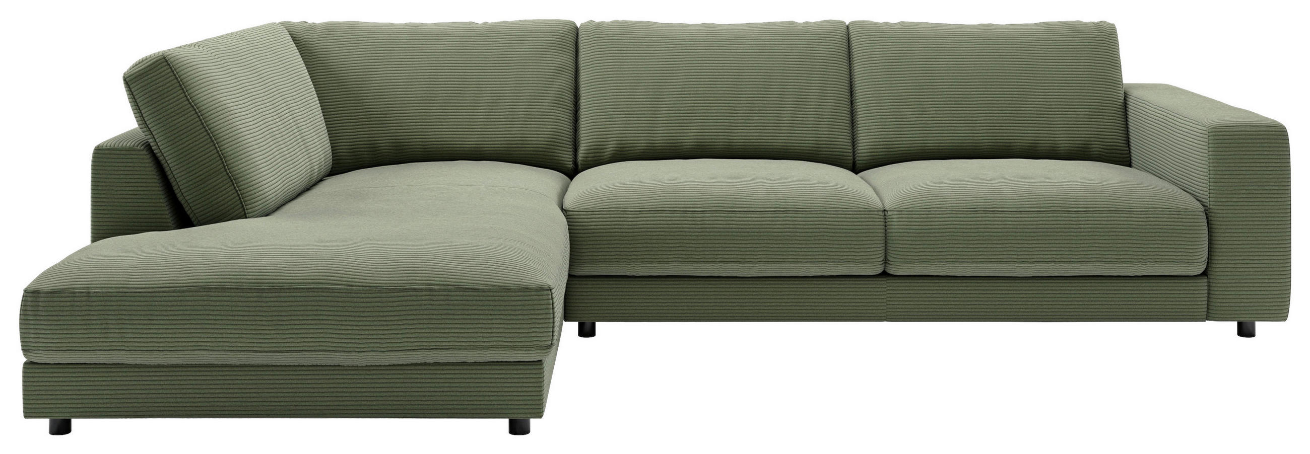 ECKSOFA 979 in Cord Grün  224/325 cm  - Schwarz/Grün, Design, Kunststoff/Textil (224/325cm) - Pure Home Lifestyle