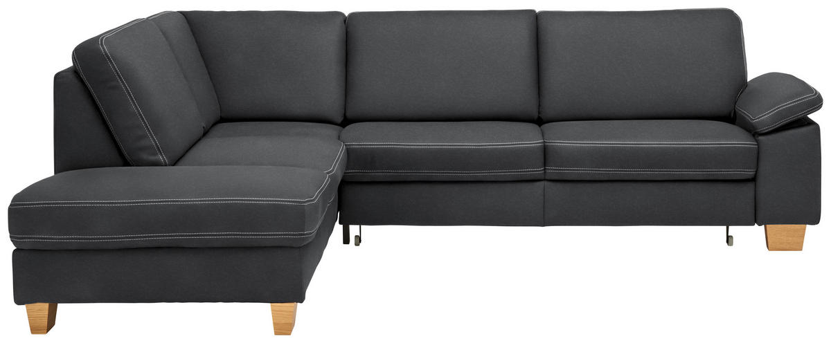 ECKSOFA  in Echtleder Graphitfarben  235/274 cm  - Eichefarben/Beige, KONVENTIONELL, Leder/Holzwerkstoff (235/274cm) - Beldomo Premium