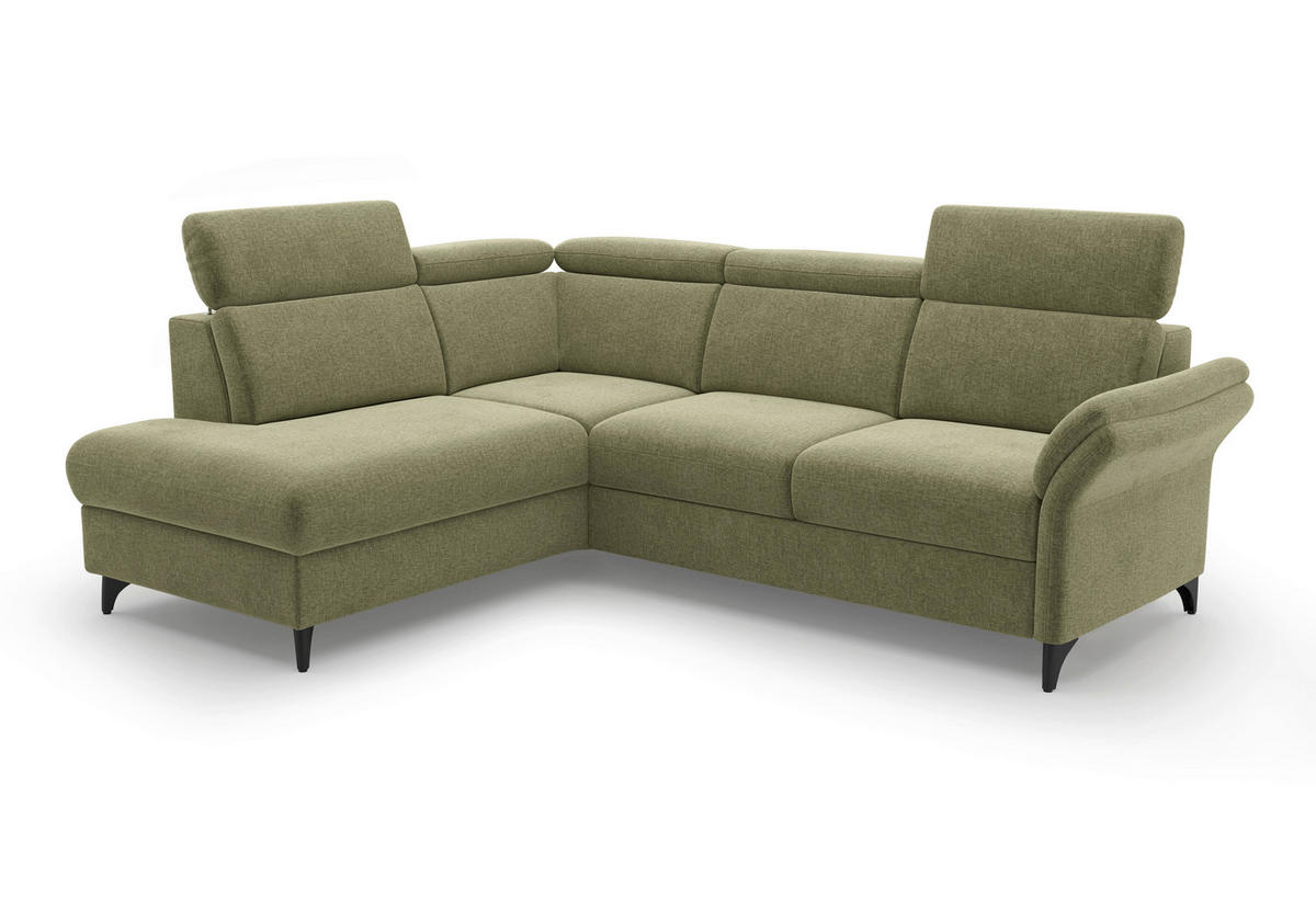 ECKSOFA Flachgewebe Hellgrün  - Schwarz/Hellgrün, Konventionell, Textil/Metall (193/247cm) - Sit & More
