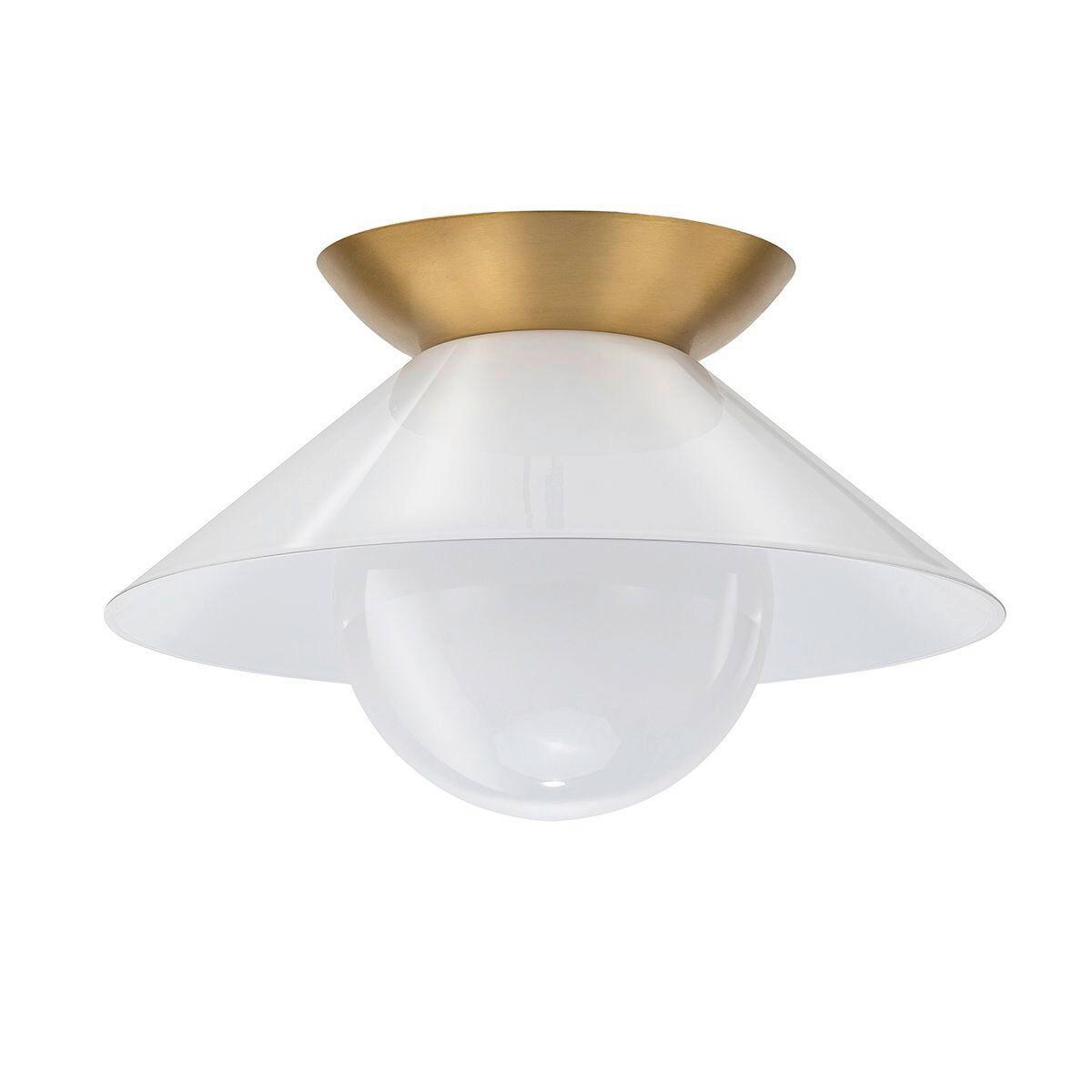 DECKENLEUCHTE Saucer 22,9/36,6 cm   - Messingfarben, KONVENTIONELL, Glas/Metall (22,9/36,6cm) - Elstead Lighting