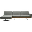 ECKSOFA in Flachgewebe Grau, Grün  - Schwarz/Grau, Natur, Holz/Textil (170/326cm) - Valnatura