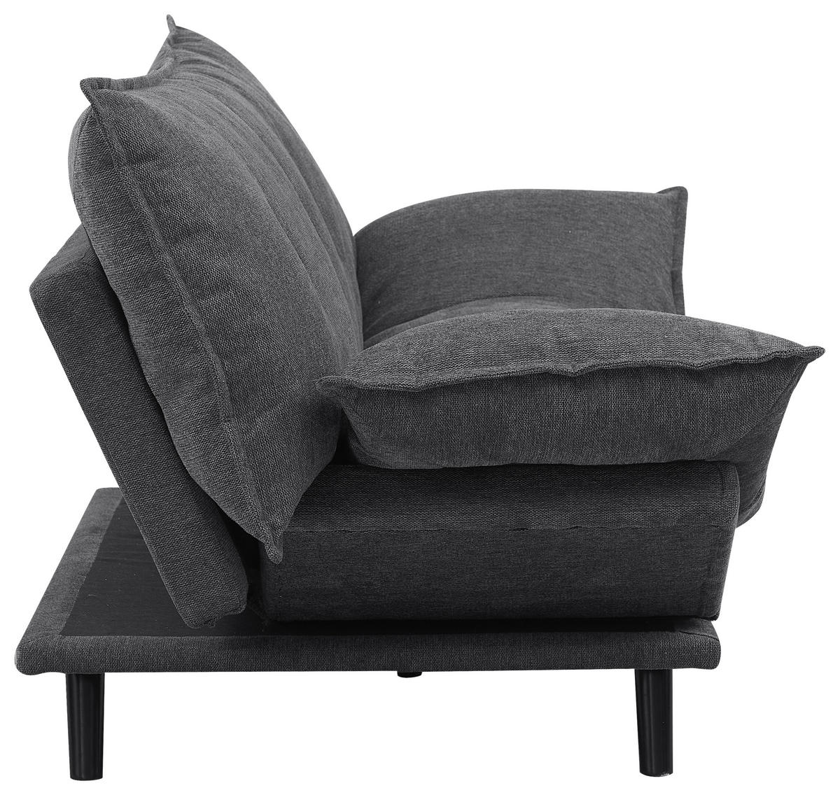 SCHLAFSOFA Webstoff Dunkelgrau  - Dunkelgrau/Schwarz, Design, Holz/Textil (196/83/82cm) - Ti'me