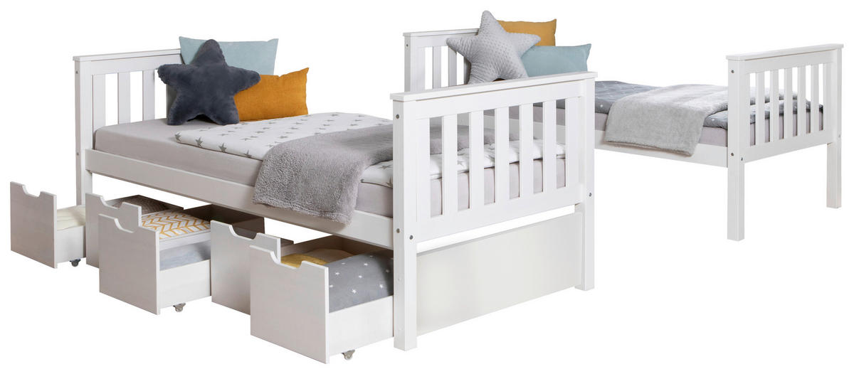 ETAGENBETT 90/200 cm Weiss  - Weiss, Modern, Holz (90/200cm) - MID.YOU