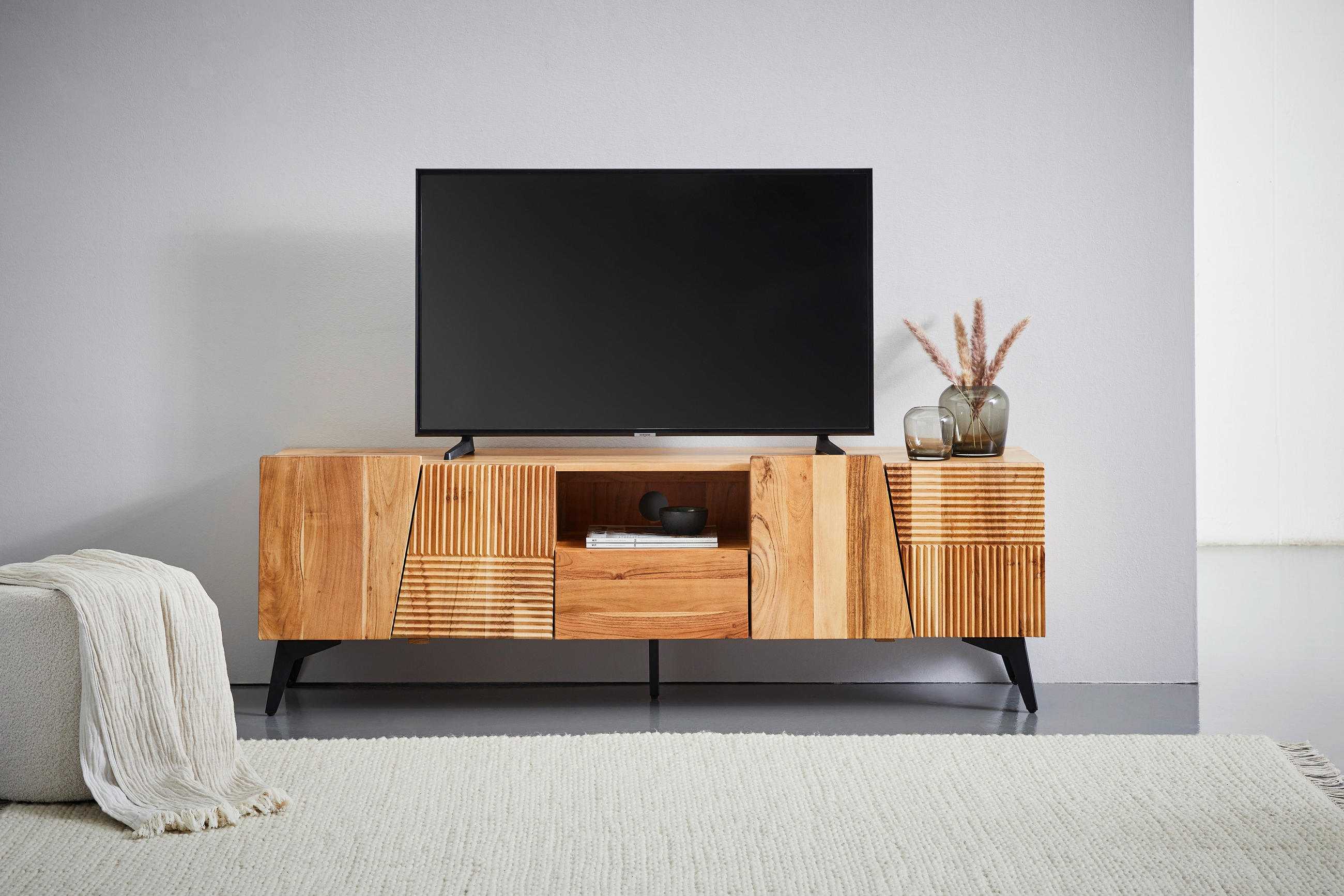 LOWBOARD 160/50/40 cm  - Schwarz/Akaziefarben, MODERN, Holz/Metall (160/50/40cm) - Livetastic