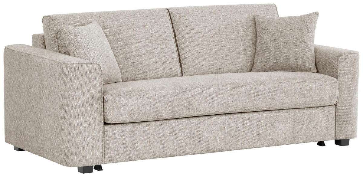 SCHLAFSOFA  in Webstoff Sandfarben  - Sandfarben/Schwarz, Design, Kunststoff/Textil (205/83/100cm) - Xora